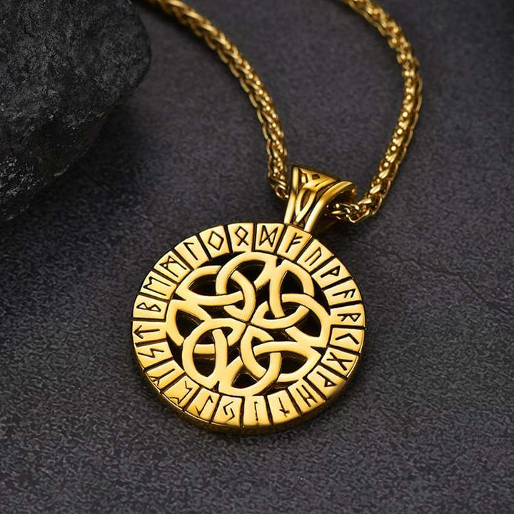 Irish Celtic Knot Necklace with Viking Runes For Men