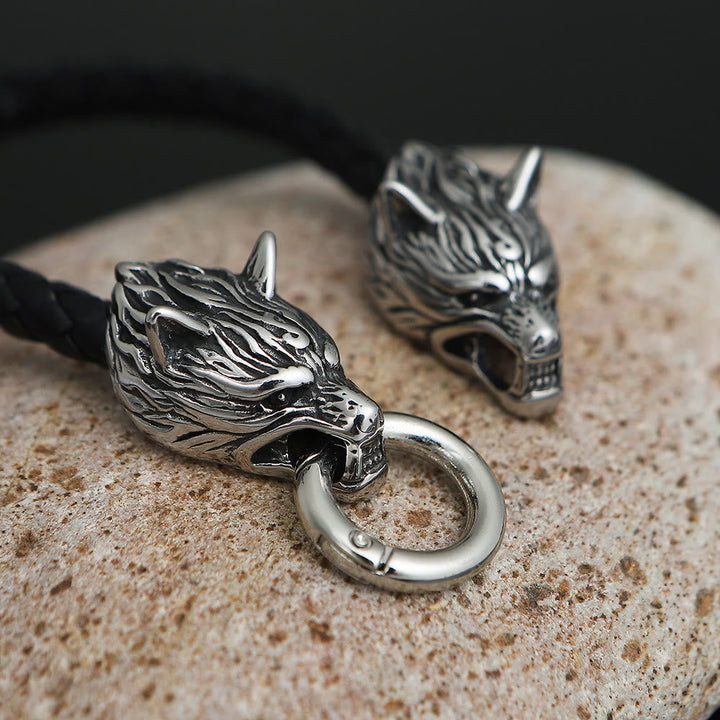 Odin's Wolves Leather Bracelet