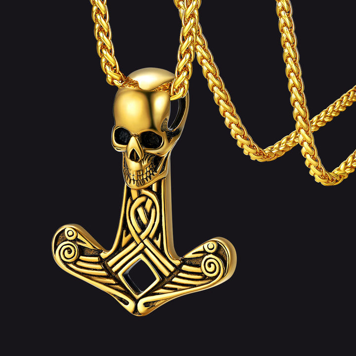 Flash Sale Viking Skull Spear Pendant Necklace for Men