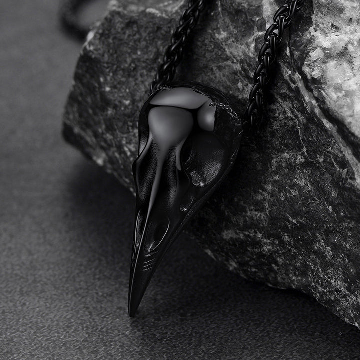 Viking Raven Skull Necklace For Men