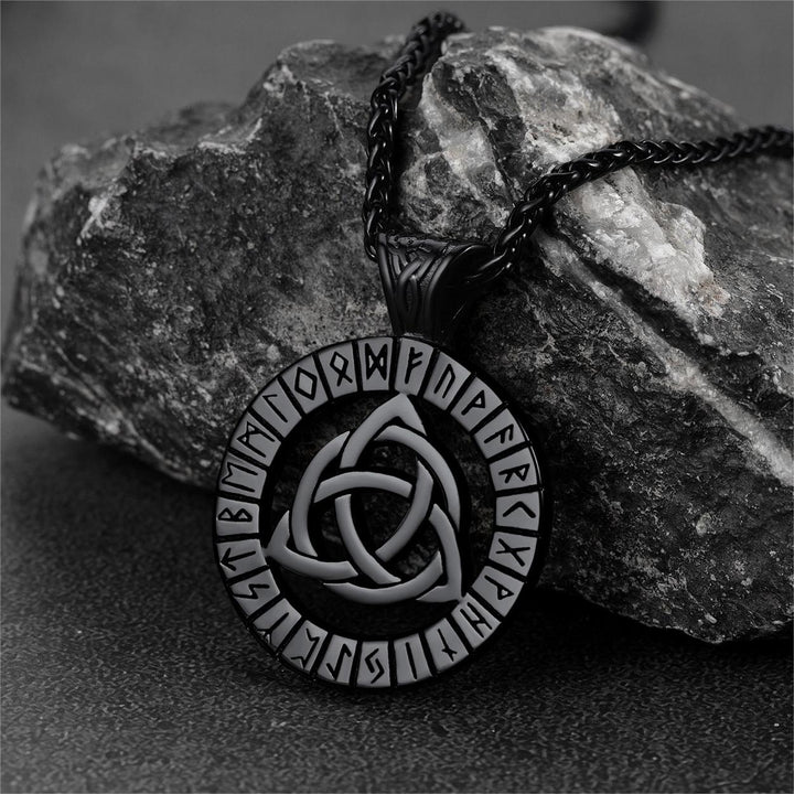 Celtic Knot Necklace with Viking Runes for Men