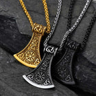 Battle Axe Viking Pendant Necklace with Compass For Men 4