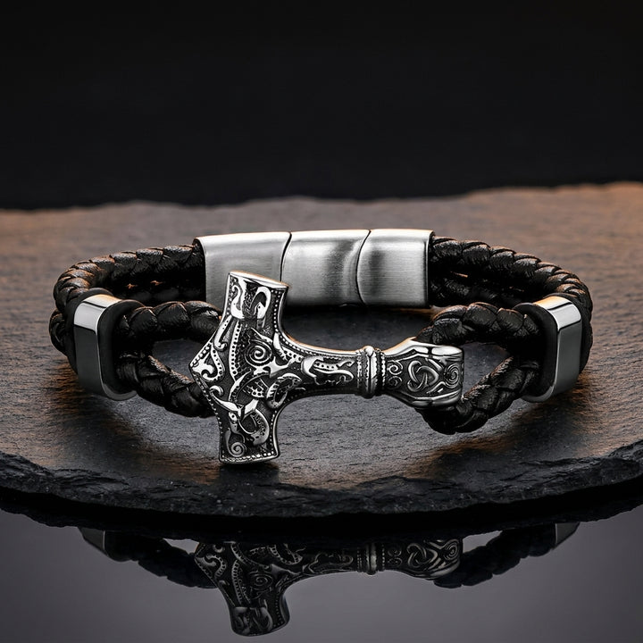Mjolnir leather bracelet — feature