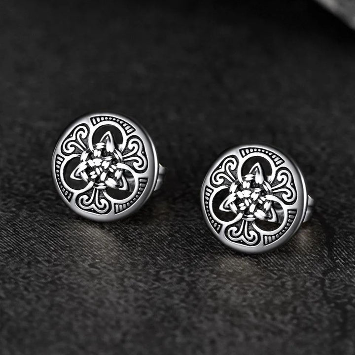 Round Irish Celtic Knot Stud Earrings For Men