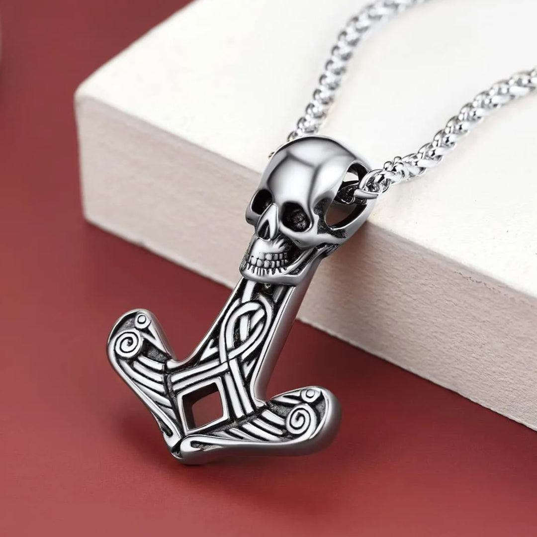 Flash Sale Viking Skull Spear Pendant Necklace for Men