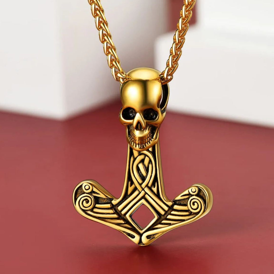 Flash Sale Viking Skull Spear Pendant Necklace for Men