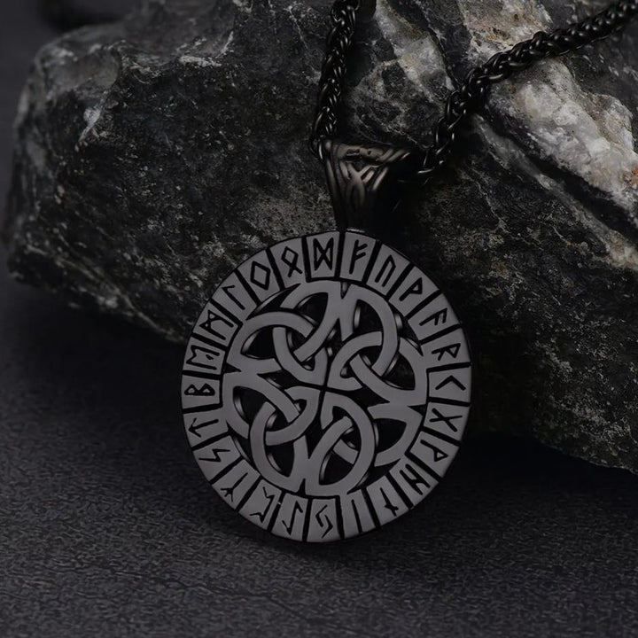 Irish Celtic Knot Necklace with Viking Runes For Men