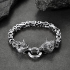 Viking Wolf Head Chain Bracelet Cuff Bangle Gift for Men 8