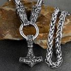 Viking Thor's Hammer Mjolnir Necklace For Men With Wolf Chain 1